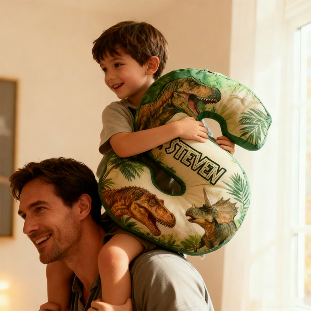 Personalized Dinosaur Alphabet Shaped Pillow for Dinosaur Movie Lovers Initial Pillow Christmas Gift for Boys Kids