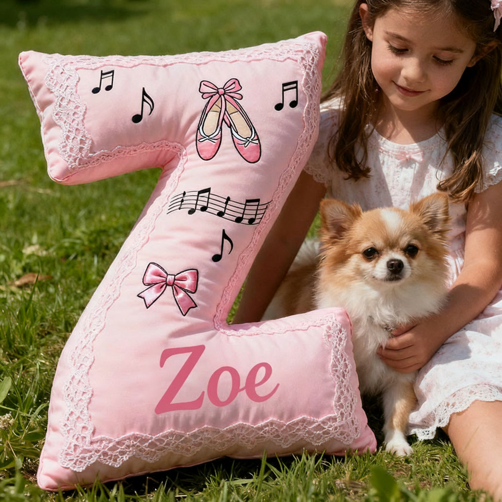 Personalized Graphic 3D Print Ballet Dance Pillow With Your Own Name Soft Stuffed Toy for Kids Unique Decorative Cushion for Girls' Room