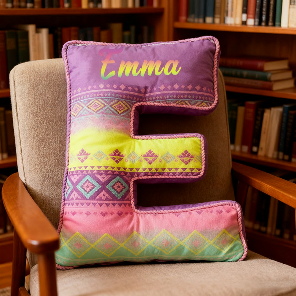 Personalized 26 Letters Pillow with Pastel Colors Geometric Patterns Soft Texture and Whimsical Boho Design  Graphic 3D Print Pillow 