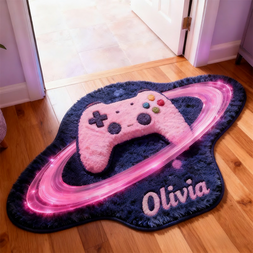 Personalized Graphic 3D Print Galaxy Controller Rug with Ring Effect for Gamer Game Lovers Gift for Kids