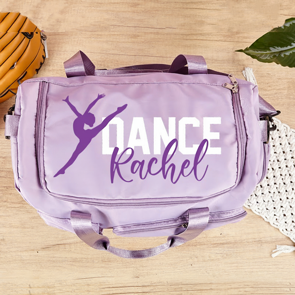 Personalized My Dancer Name Waterproof Large Travel Duffle Bag Dance Bag with Shoe Compartment and Shoulder Strap for Dance Lover
