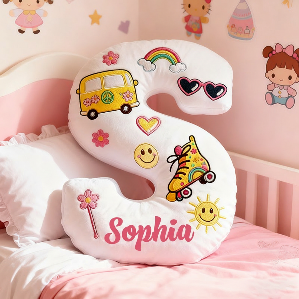 Personalized Colorful 26 Letters Cute Graphic 3D Print Pillow Beautiful Hippie Letter Custom Hippie Pillow Sale-megacustom