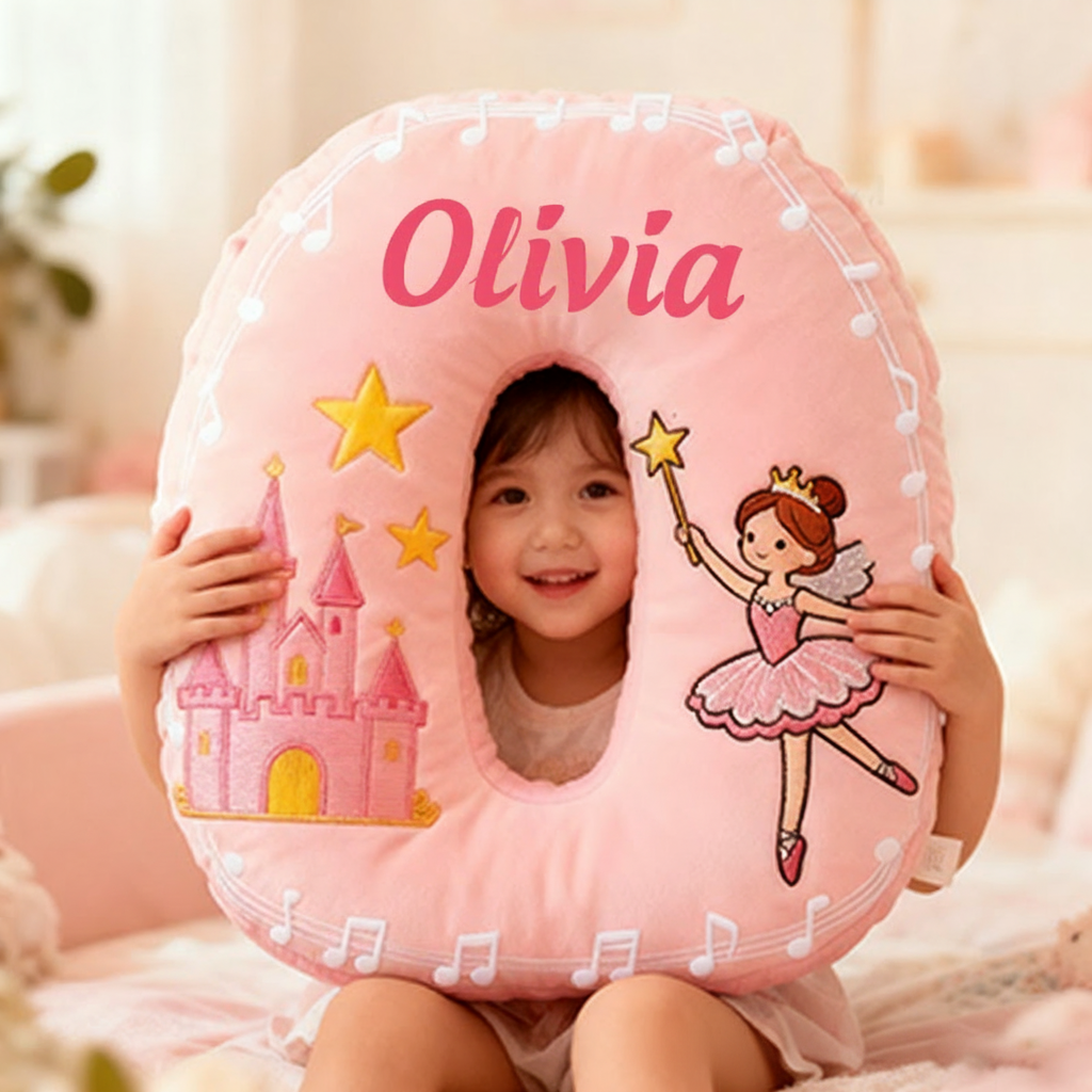 Personalized Colorful 26 Letter Castle Pattern Cute Graphic 3D Print Pillow Cute Magic Beautiful Letter Custom Pillow Gift for Kids