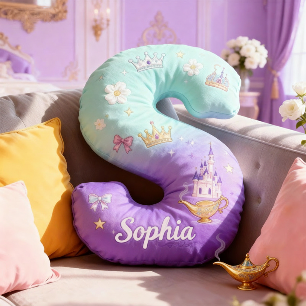Personalized Graphic 3D Print Cartoon Little Wish Tale Alphabet Shaped Pillow for Cartoon Lovers Initial Pillow Christmas Gift for Kids Sale-megacustom