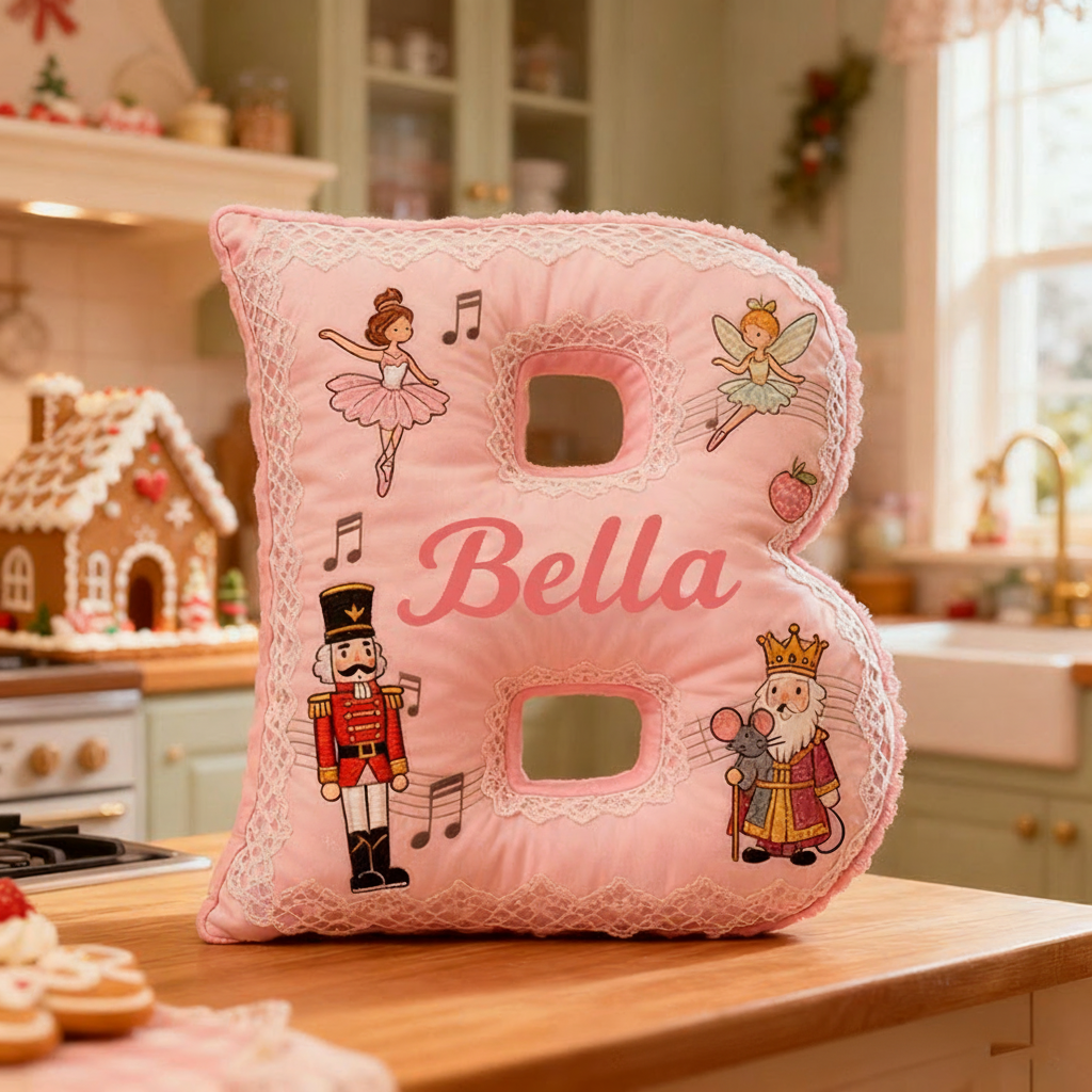 Personalized Graphic 3D Print Nutcracker Ballet Dance Pillow With Your Own Name Soft Stuffed Toy for Kids Unique Decorative Cushion for Girls' Room