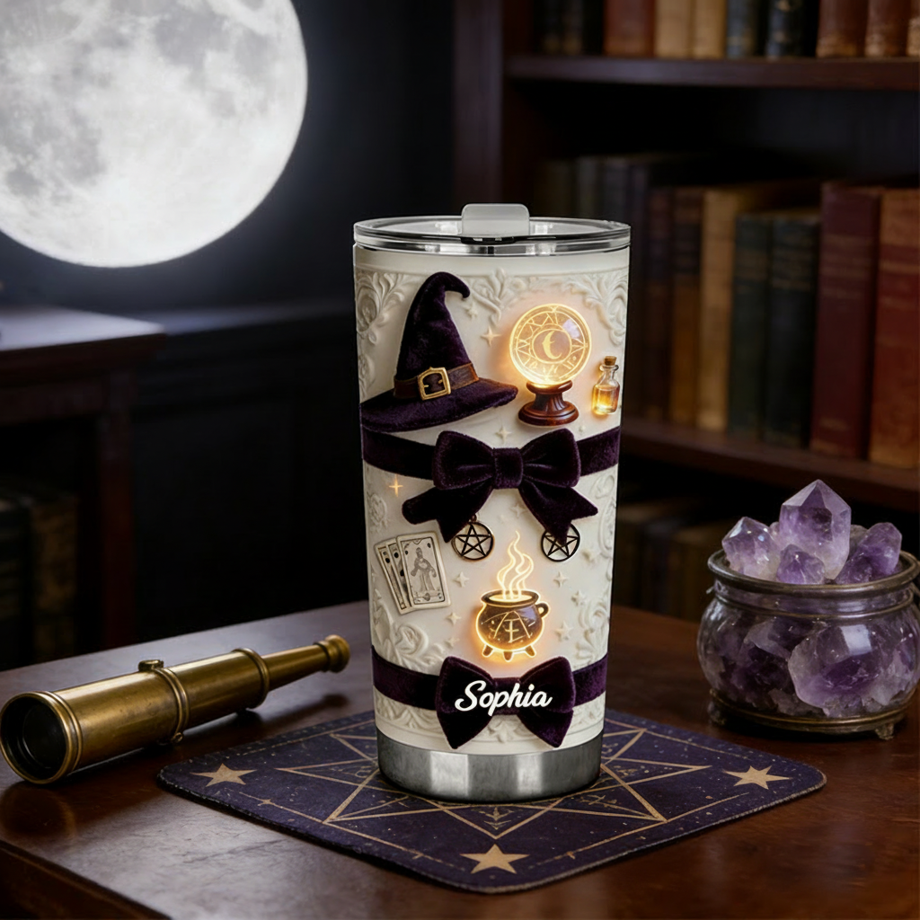 Personalized 2D Flat Mystic Witchcraft 20oz Tumbler Custom Magic Witch Themed Tumbler for Magic Lovers