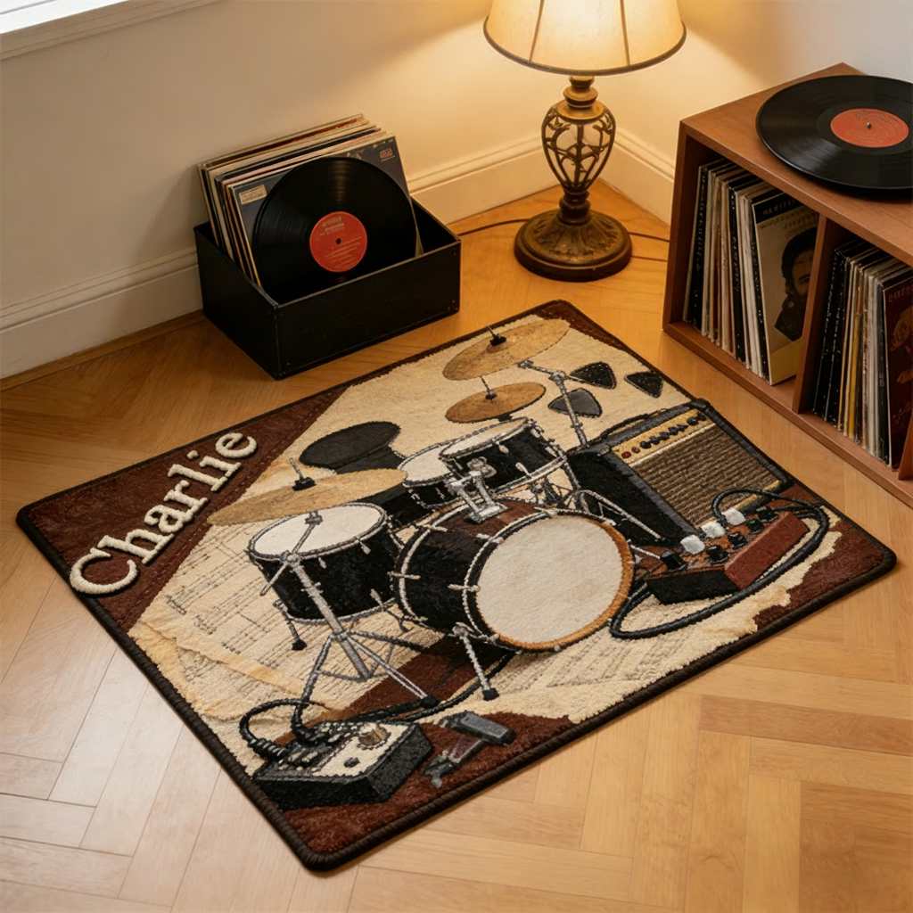 Personalized 2D Flat Rhythm Beats Rug for Music Lovers Gift for Kids Music Studio