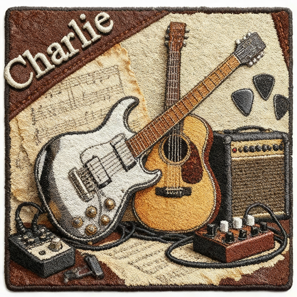 Personalized 2D Flat String Harmony Rug for Music Lovers Gift for Kids Music Studio