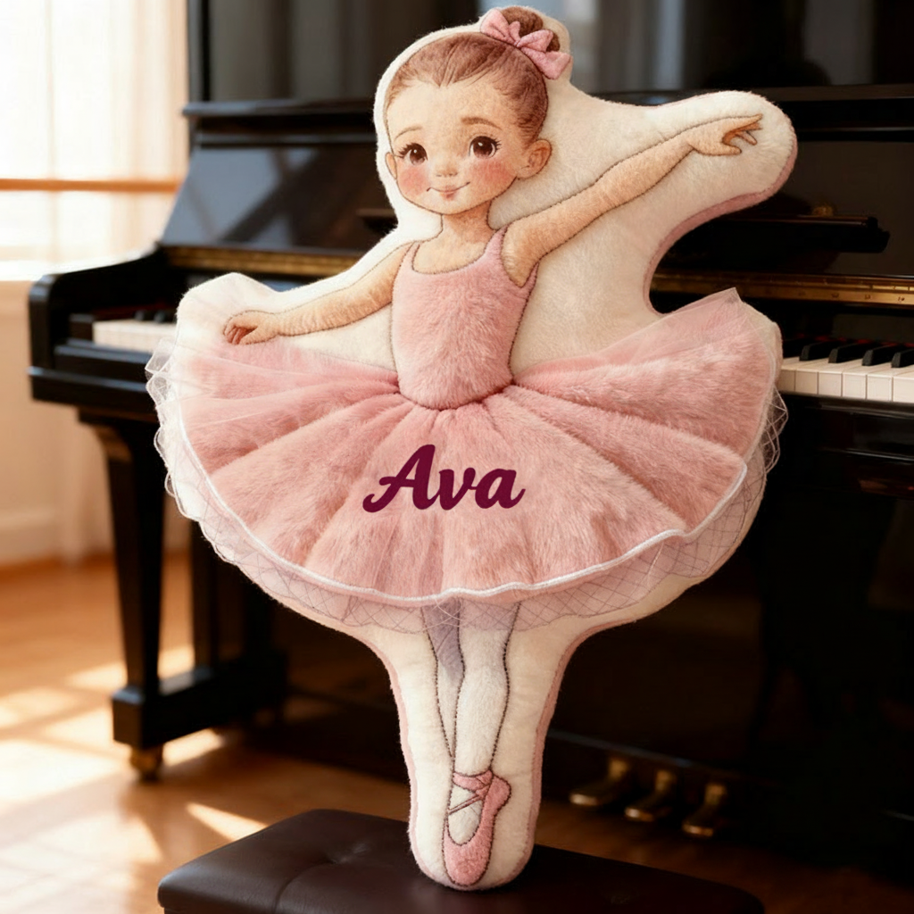 Personalized Ballet Girls Pillow with Your Name Soft Stuffed Toy for Kids Unique Decorative Cushion for Girls' Room
