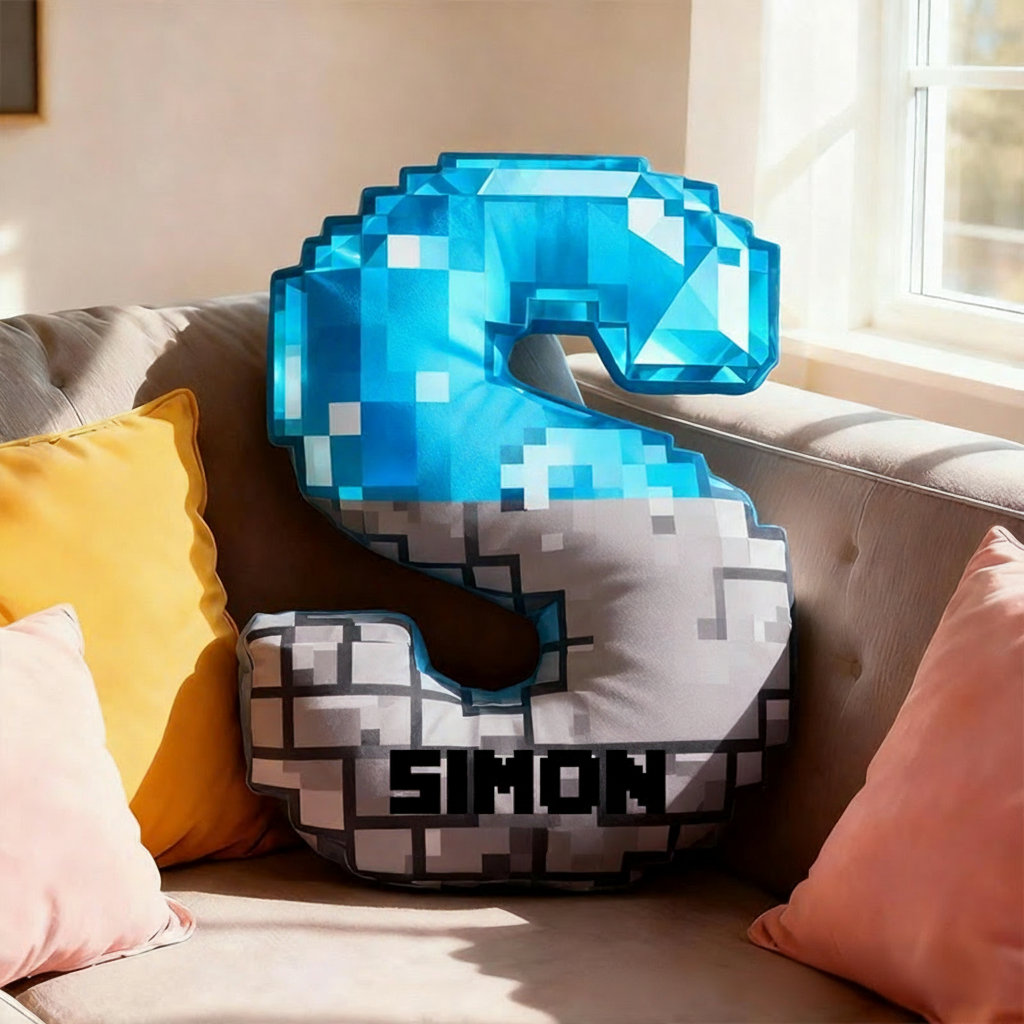 Personalized Graphic 3D Print Pixel Diamond Shaped Pillow for Game Lovers Plush Pillow Christmas Gift for Kids