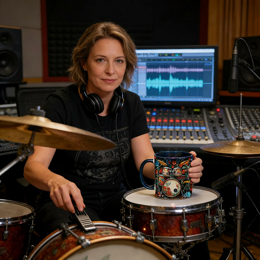 Personalized Drum Mug Custom Name Gift for Her Music Lover Drum Lover Present for Mother Wife Daugther Girlfriend