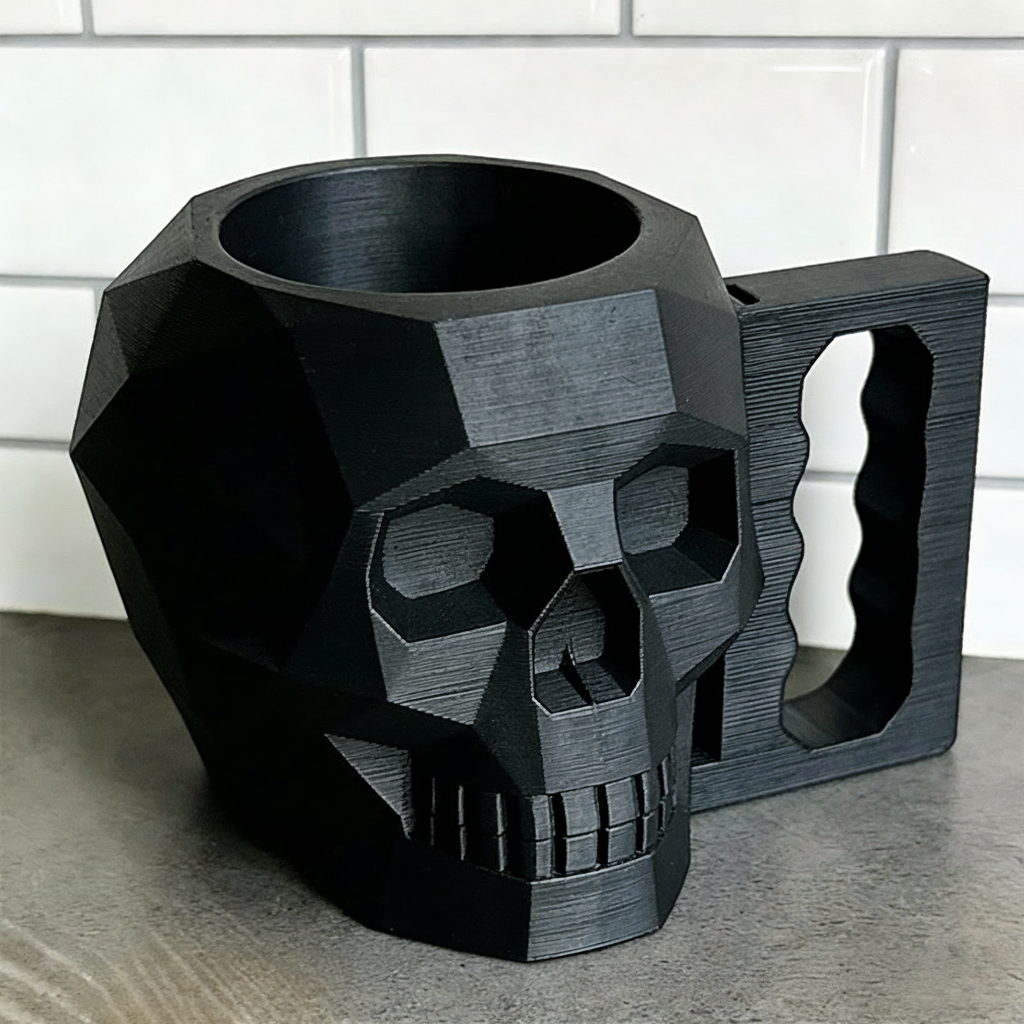 Personalized Low Poly Style Skull Gamer Ice Cream Pint Holder with Spoon Slots Eco-Friendly 3D Print for Game Lovers