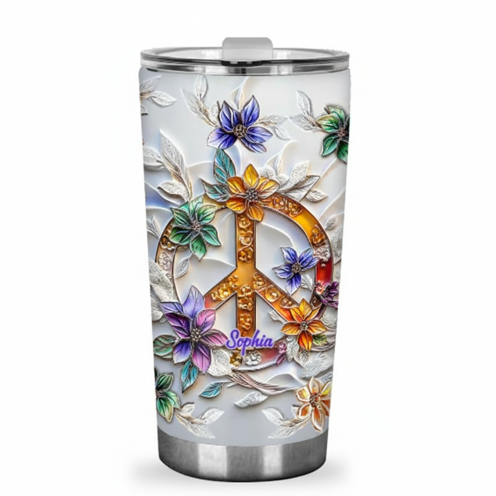 Personalized 2D Flat Golden Strings 20oz Tumbler Custom Hippie Themed Tumbler for Music Lovers