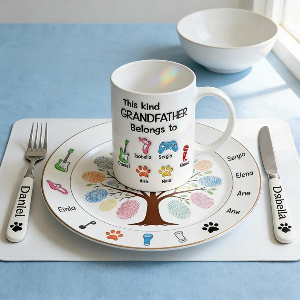 Personalized This Kind Grandfather Belongs To Mug Custom with Icons Name Text for Birthday Father's day Holiday