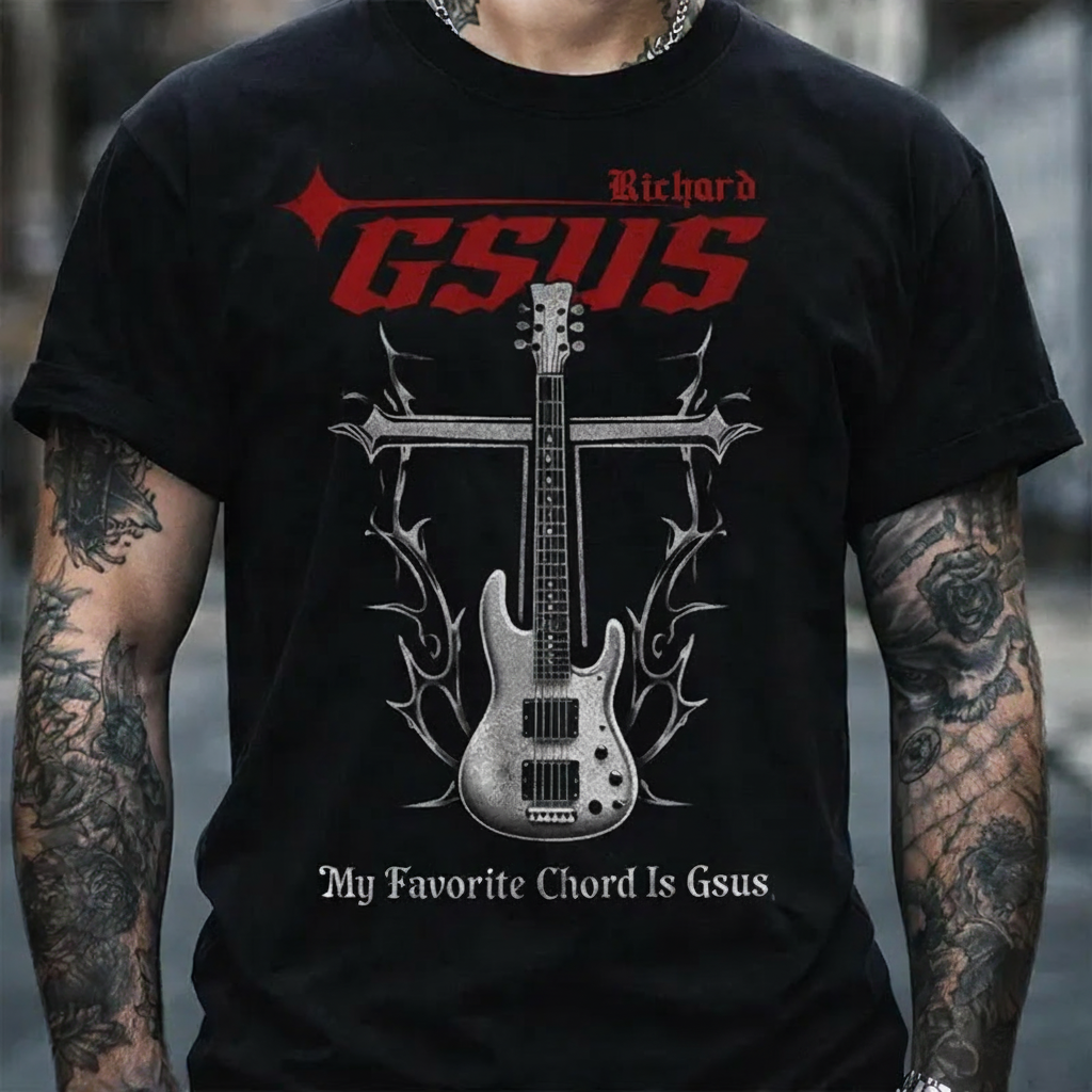 Personalized Classic T-Shirts My Favorite Chord Is Gsus T-Shirt Vintage Music Graphic Tee for Music Lovers