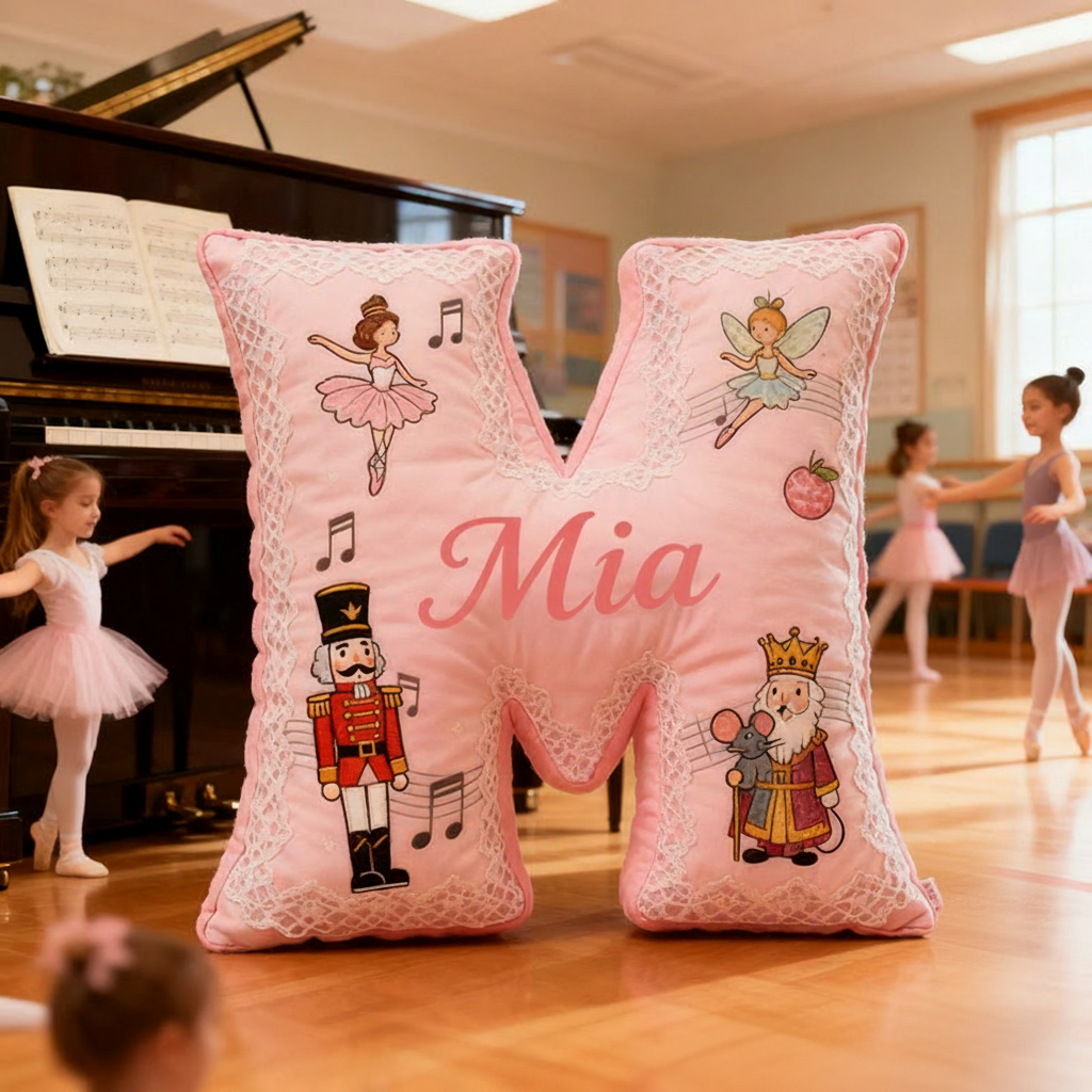 Personalized Graphic 3D Print Nutcracker Ballet Dance Pillow With Your Own Name Soft Stuffed Toy for Kids Unique Decorative Cushion for Girls' Room