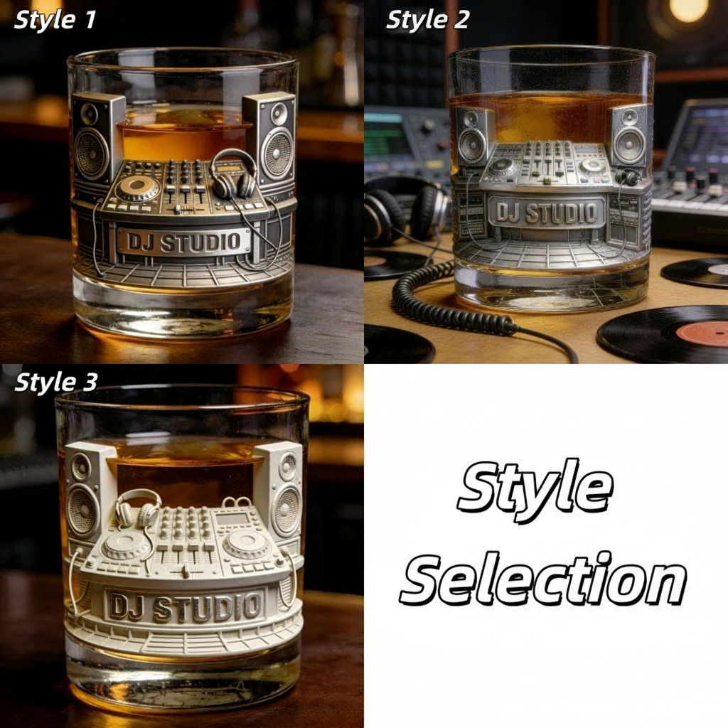 Personalized DJ Studio Themed Whiskey Glass with Custom Text Whiskey Glass Engraved Glasses Gift