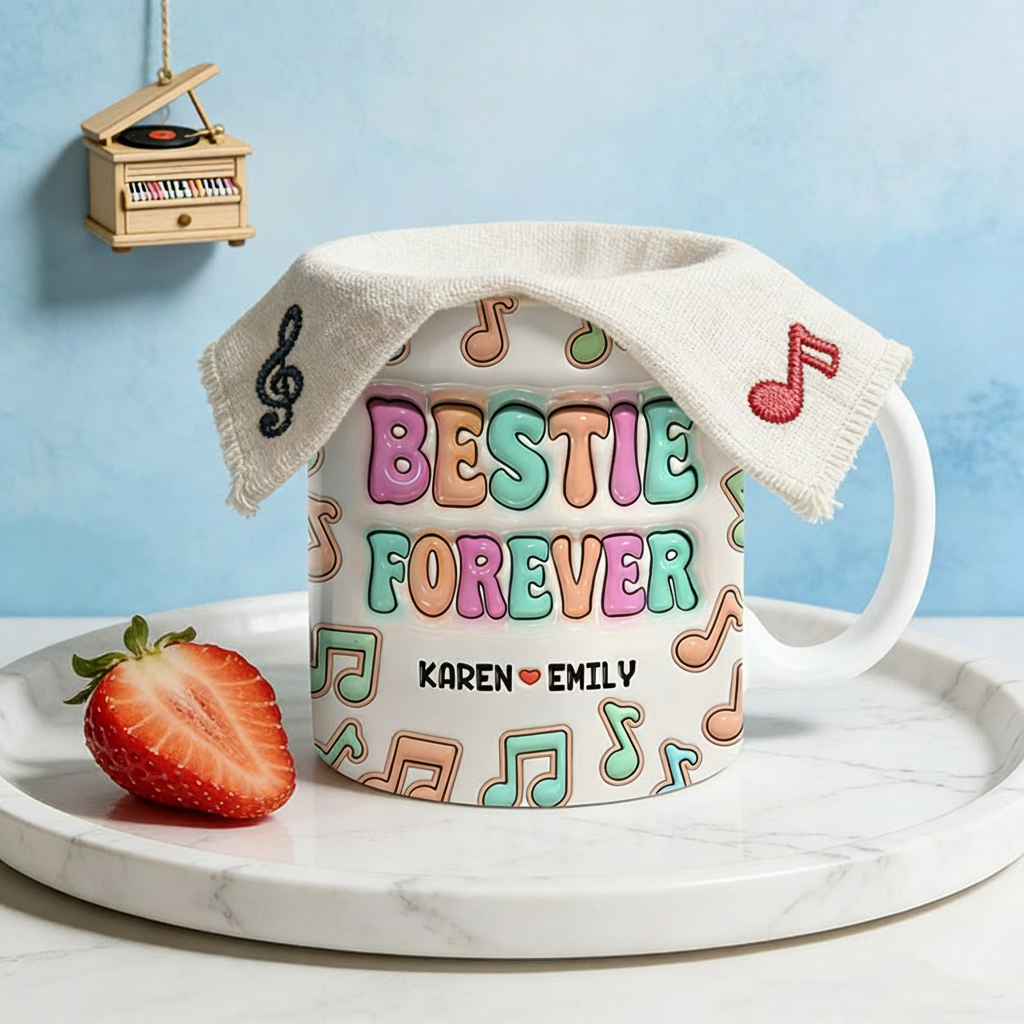 Personalized Mugs for Besties and Sisters Customizable Icons and Names Perfect Gift for Closest Friends Besties Sisters Music Lovers for Birthday Holiday