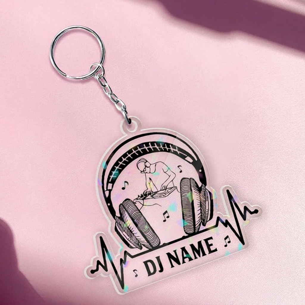 Personalized DJ Car Ornament Custom Acrylic DJ Rearview Mirror Decor Headphones Turntable Music Gift Custom DJ Gift