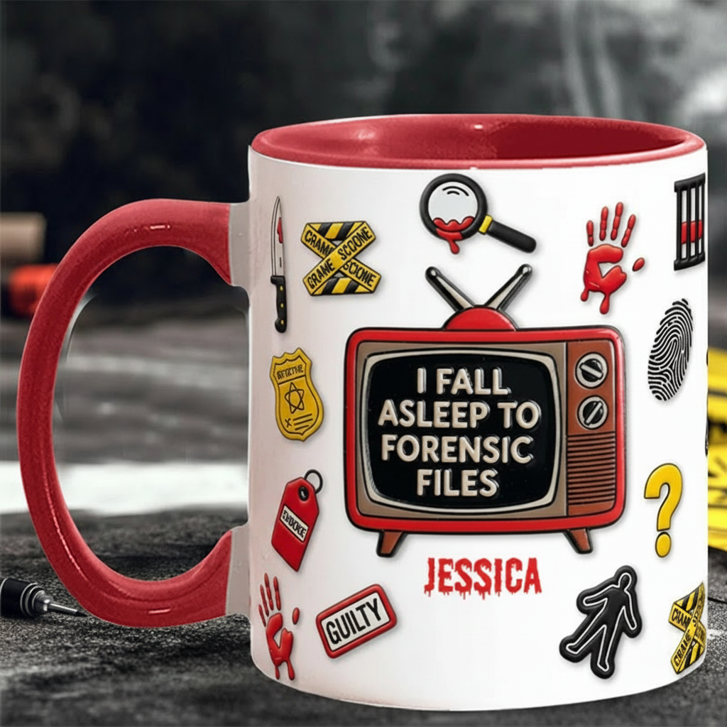 Personalized 3D Effect I Fall Asleep Crime Watching Mug TV Show Mug Movie Lover Gift for Friend Birthday Gift