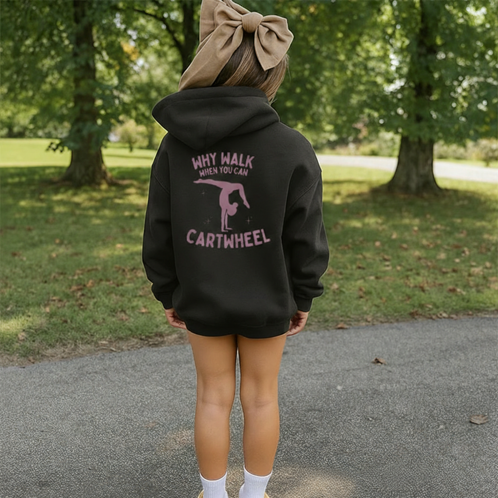 Personalized Why Walk When You Can Cartwheel Classic Sweatshirt for Kids Dancer Gymnastic Crewneck Dance Lover Shirt for Dance Team Kids Girls