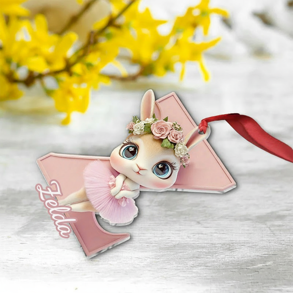 Personalized Ballet Bunny Alphabet Christmas Acrylic Ornament Dance Lovers Christmas Gift Dancer Xmas Gift Christmas Decor