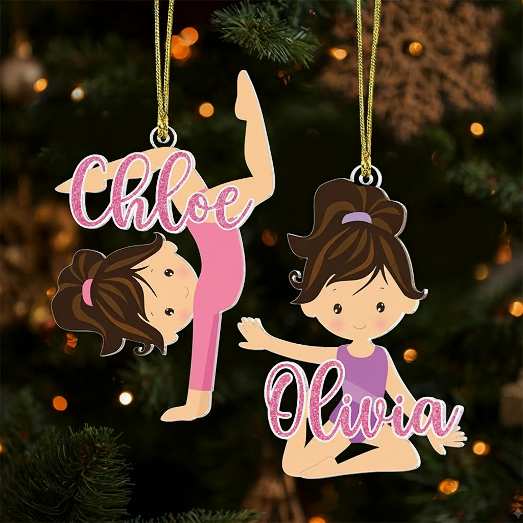 Personalized Cute Cartoon Gymnastic Girl Christmas Acrylic Ornament Dance Lovers Christmas Gift Dancer Xmas Gift Christmas Decor
