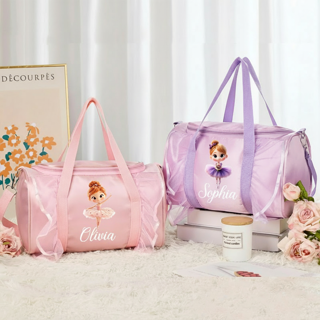 Personalized Classic Cartoon Ballerina Dance Bag for Girls Duffle Bag Pink Ballet Dance Bag Gymnastic Cheer Girl Christmas Gift Back To School Gift