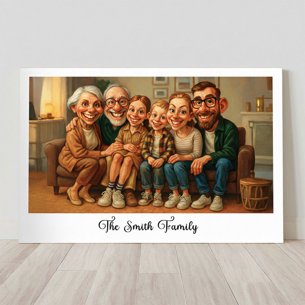 Personalized Caricature Wall Art For Family Siblings Sisters Poster Without Frame Custom Cartoon Art Lover Gift Custom Portrait