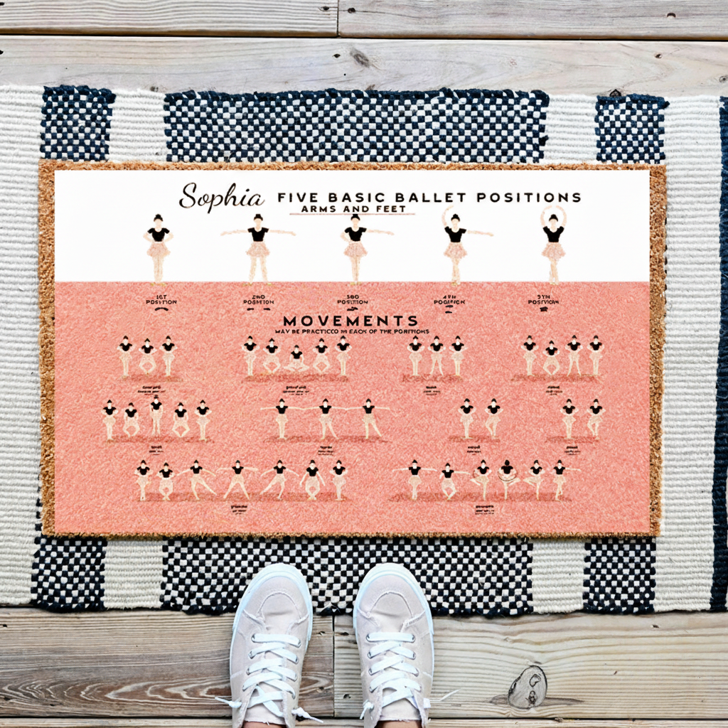 Personalized Ballet Positions & Movements Doormat Ballerina Family Door Mat Welcome Mat for Dance Lovers Housewarming Gifts