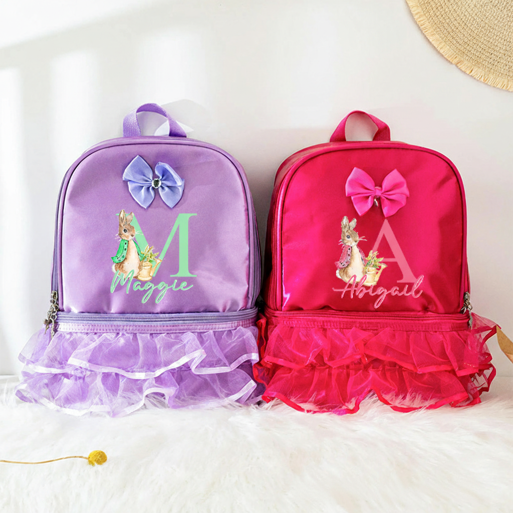 Personalized Cartoon Bunny Dance Bag for Girls Cute Backpack Pink Ballet Dance Bag Gymnastic Cheer Girls Christmas Gifts Back To School Gifts