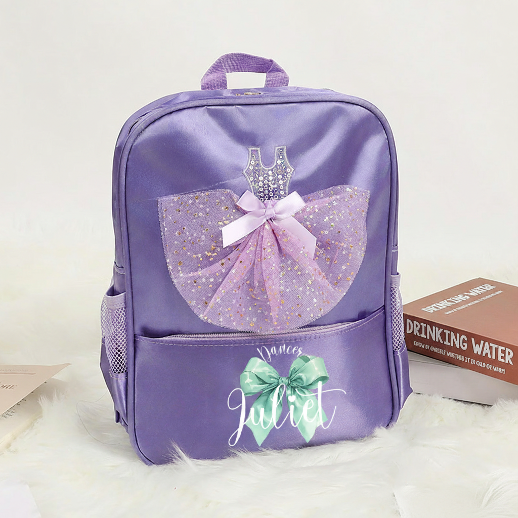 Personalized Watercolor Bow Tie Dance Bag for Girls Name Backpack Pink Ballet Dance Bag Gymnastic Cheer Girls Christmas Gifts Back To School Gift