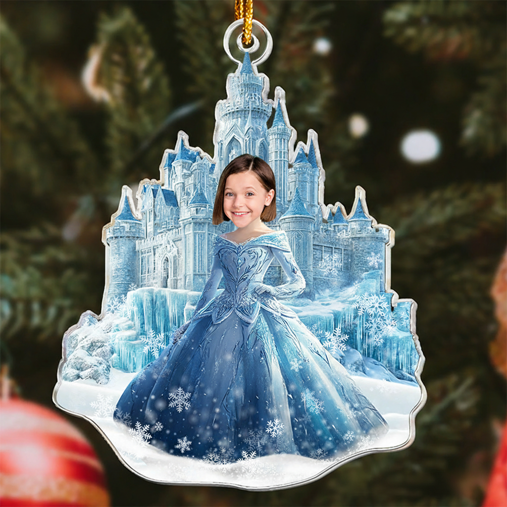 Personalized Ice Princess Custom Face Christmas Ornament 2025 Acrylic Ornament Movie Christmas Gift for Daughter Girl Kids Christmas Decor