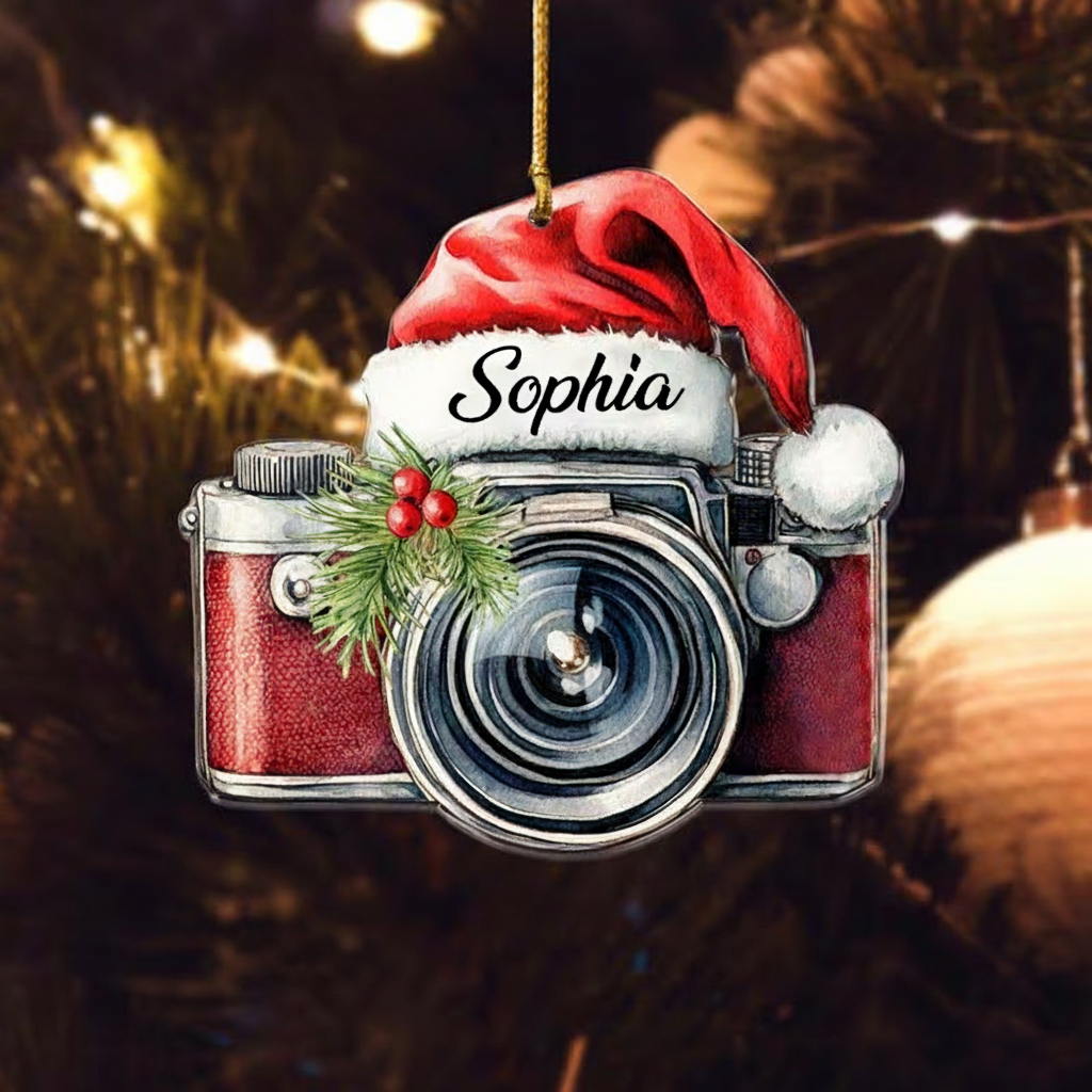 Personalized Photographer 2D Flatten Ornament Christmas 2025 Camera Lover Acrylic Ornament Christmas 2025 Gift Xmas Tree Decor
