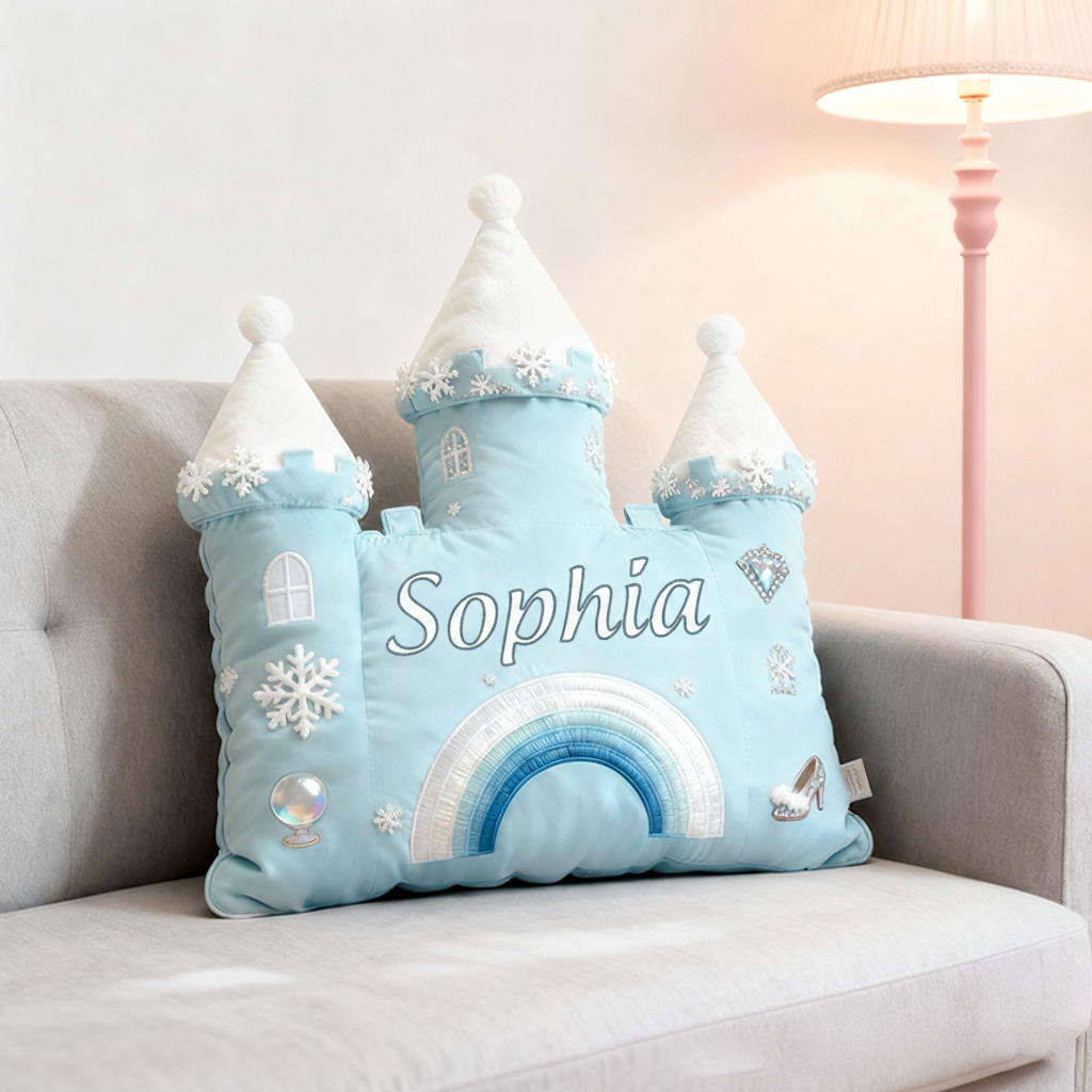 Personalized Castle Pillow with Rainbow Stars and Moon Design for Magical and Cozy Fairy Tale Pillow Custom Pillow Christmas Gift for Kids