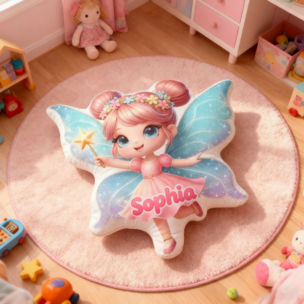 Personalized Name Pink Princess Christmas Gift Pillows Adorable Whimsical Design Graphic 3D Print Pillow for Kids