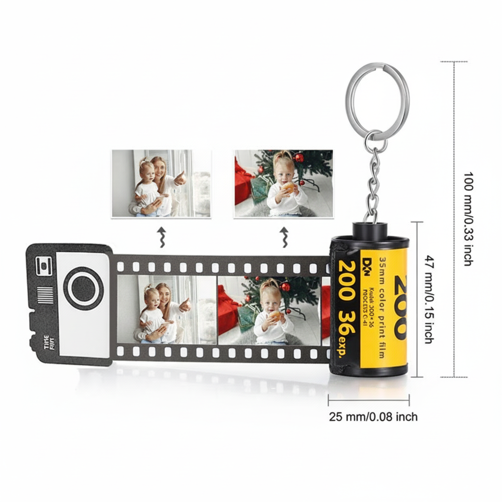 Personalized Photo Keychain Film Roll Camera Roll Keyring Custom Camera Film Keychain Anniversary Gift for Photography Lovers Memory Gift