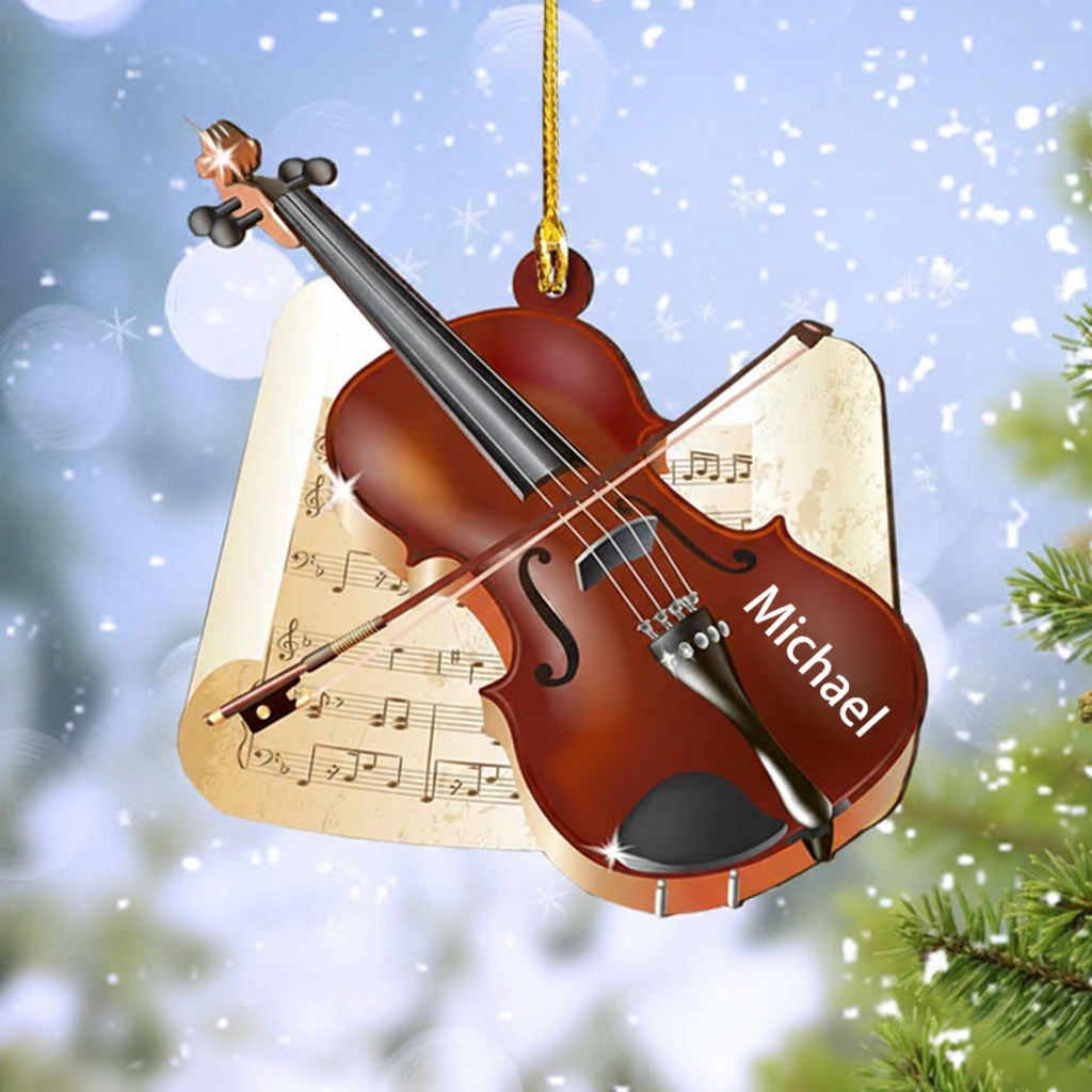 Personalized Musical Instruments Ornament and Violin Ornament Custom Names Violin Ornaments for Christmas and Violin Christmas Ornament