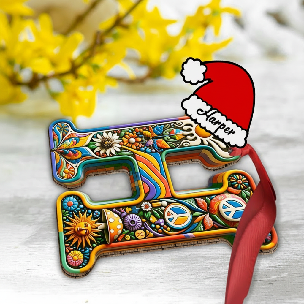 Personalized Beautiful Hippie Letter Ornament Custom Hippie Ornament