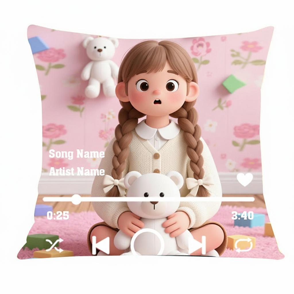 Personalized Song Throw Pillow and Custom Music and Photo Throw Pillow Music Plaque and Christmas Gifts for Kids