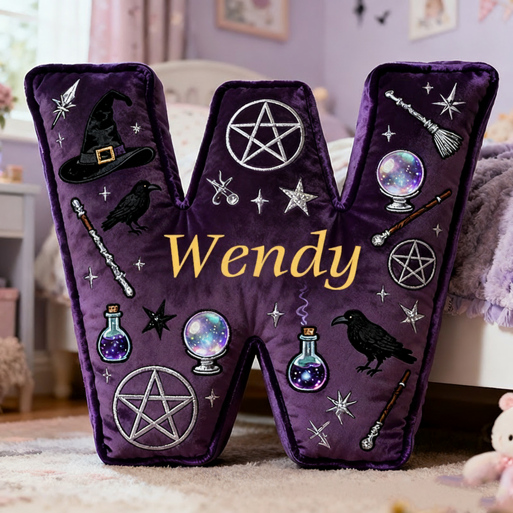 Personalized Mystical Witchcraft Pillow with Pentagrams  Crystal Balls Magic Potions Ravens and Starry Night Design Graphic 3D Print Pillow