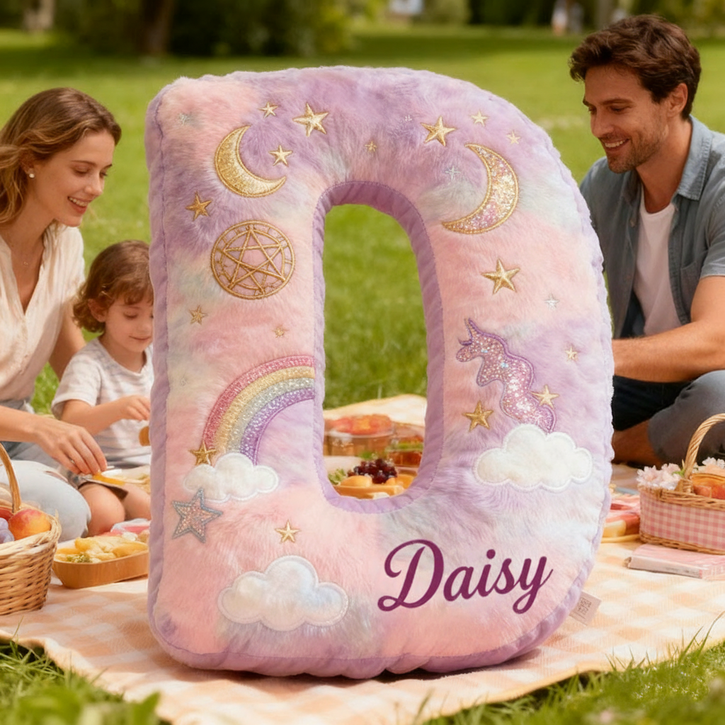 Personalized Graphic 3D Print Magic Rainbow Letter Pillow with Your Name Soft Stuffed Toy for Kids Unique Decorative Cushion for Girls' Room
