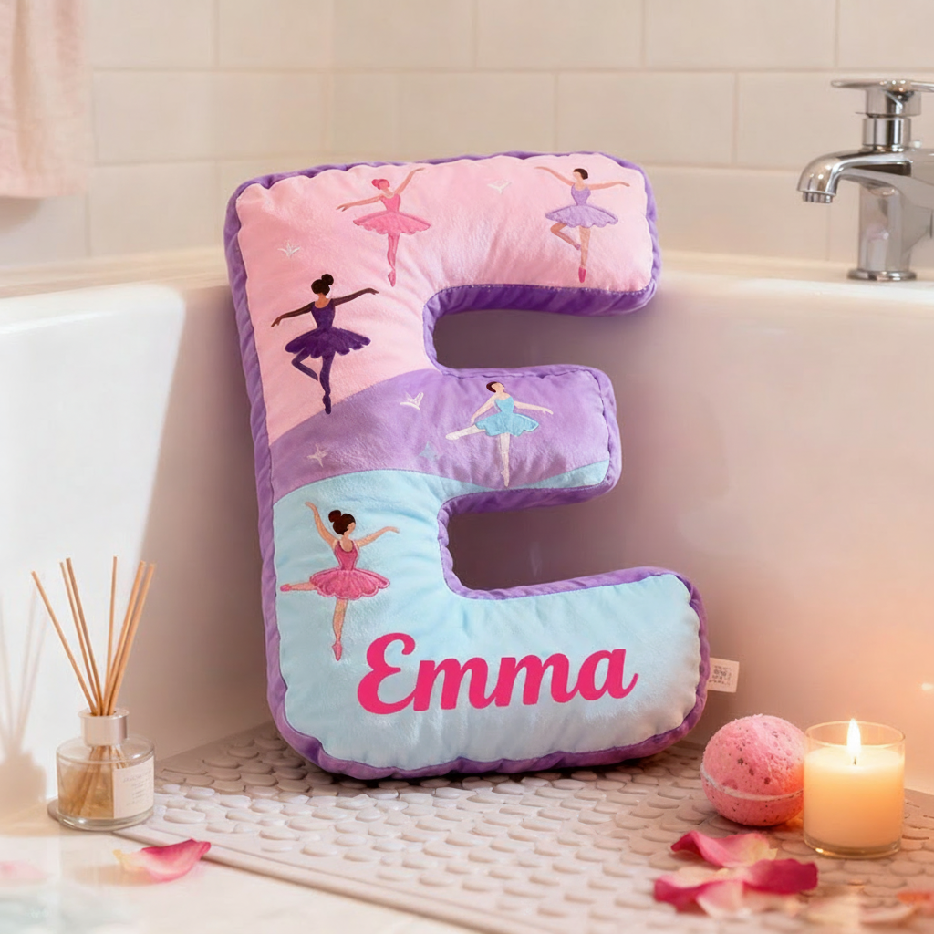 Personalized Graphic 3D Print Ballet Dancers Pillow With Your Own Name Soft Stuffed Toy for Kids Unique Decorative Cushion for Girls' Room