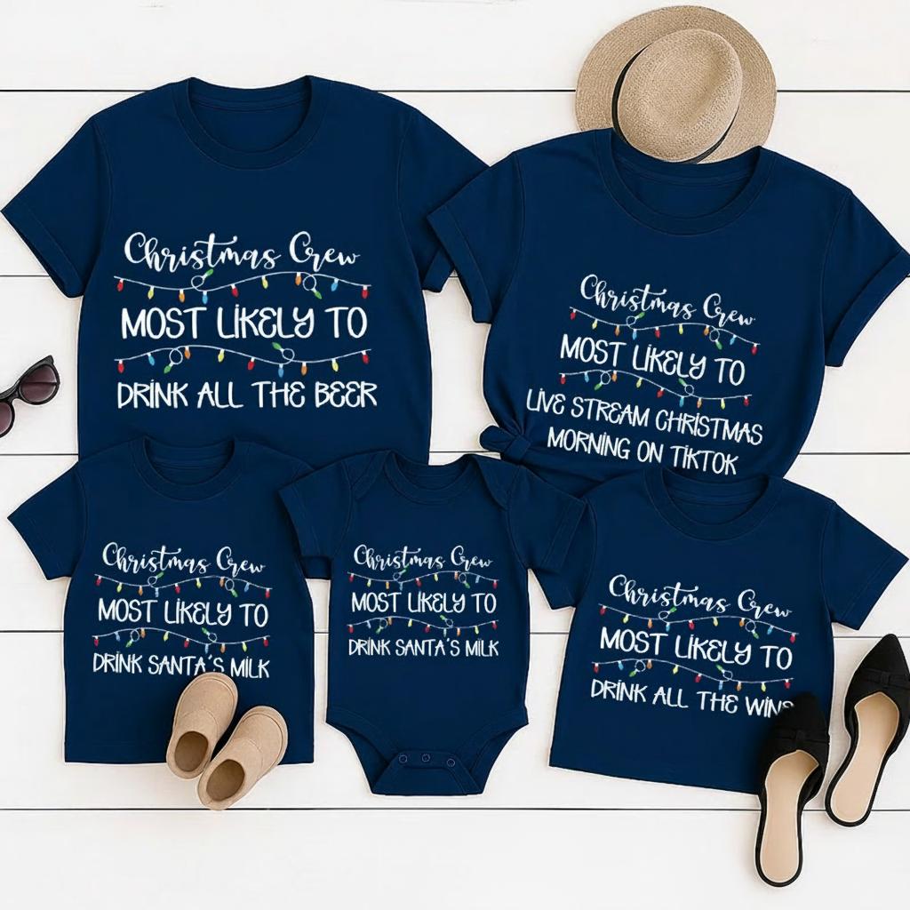 Personalized Family Matching Crew Most Likely to Christmas Shirts Custom Family Christmas Tee and Gift