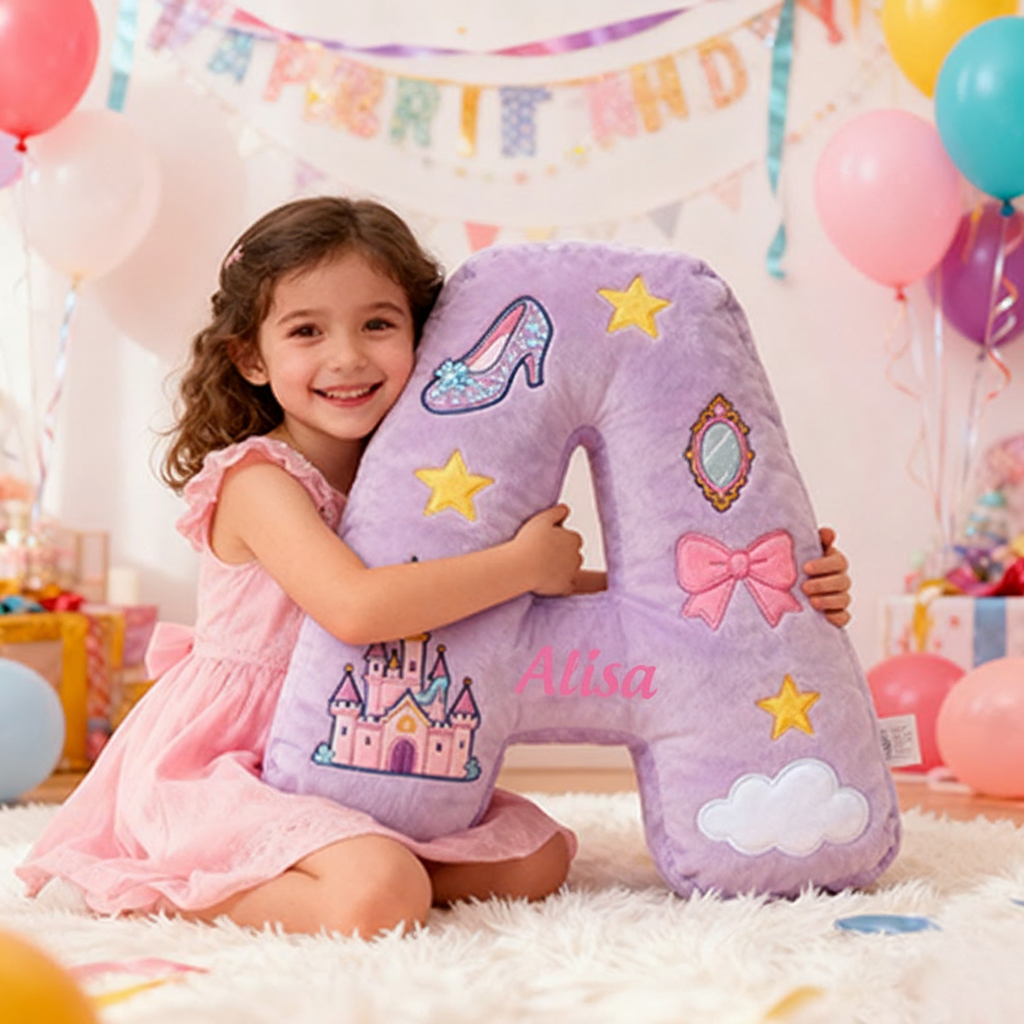 Personalized Colorful 26 Letters Cute Graphic 3D Print Pillow Cute Magic Beautiful Letter Custom Pillow Gift Christmas Gift for Kids