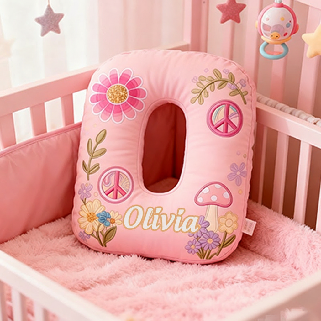 Personalized Colorful 26 Letters Cute Pillow Beautiful Hippie Letter Custom Hippie Pillow for Kids