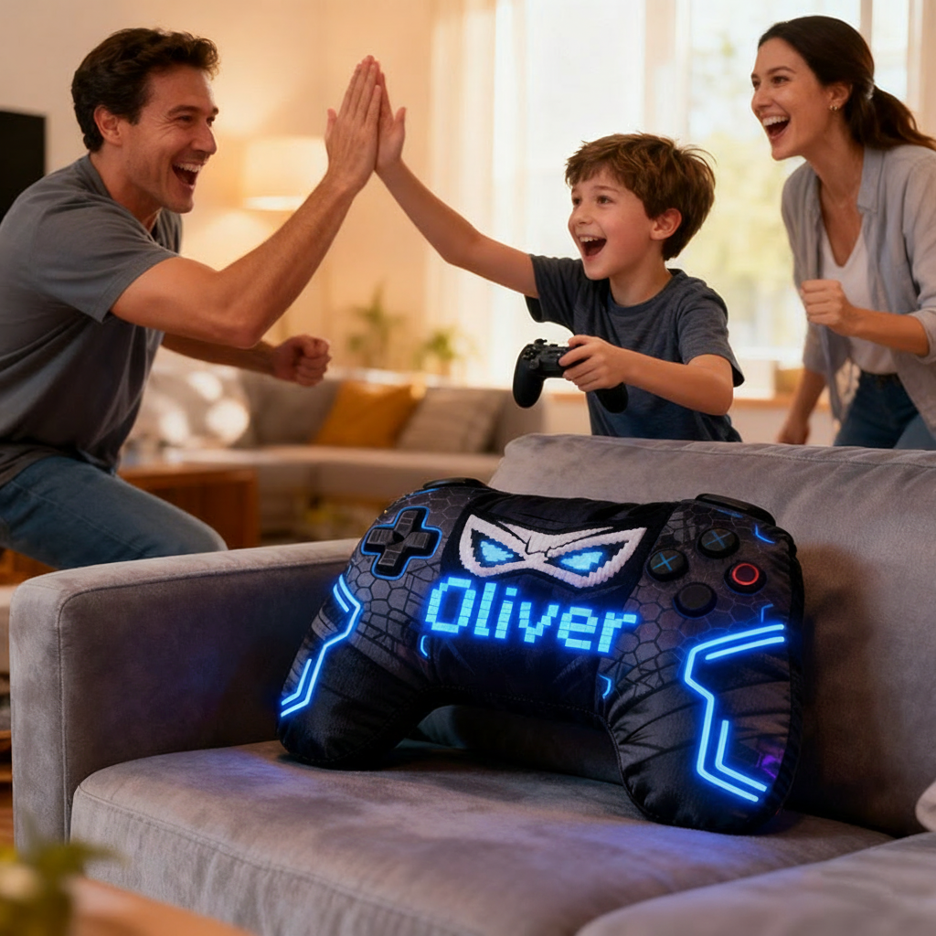 Personalized Graphic 3D Print Super Hero Game Controller Shaped Pillow for Game Lovers Plush Pillow Christmas Birthday Gift for Kids