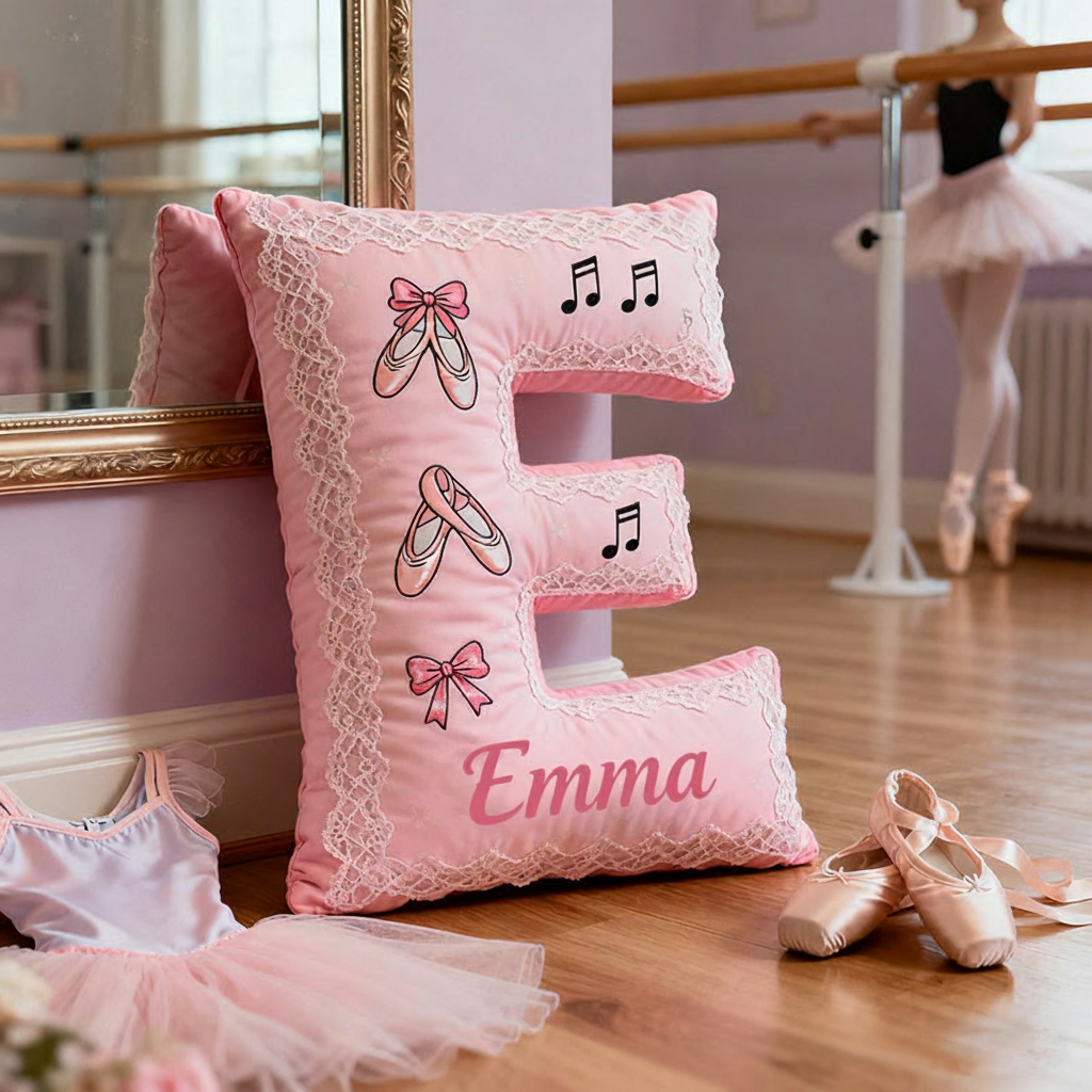 Personalized Graphic 3D Print Ballet Dance Pillow With Your Own Name Soft Stuffed Toy for Kids Unique Decorative Cushion for Girls' Room