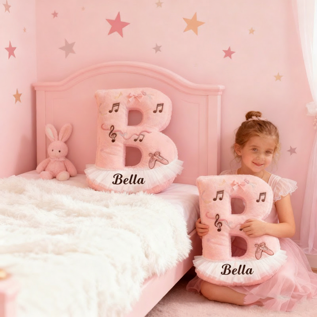 Personalized Graphic 3D Print Ballet Pillow With Your Own Name Soft Stuffed Toy for Kids Unique Decorative Cushion for Girls' Room