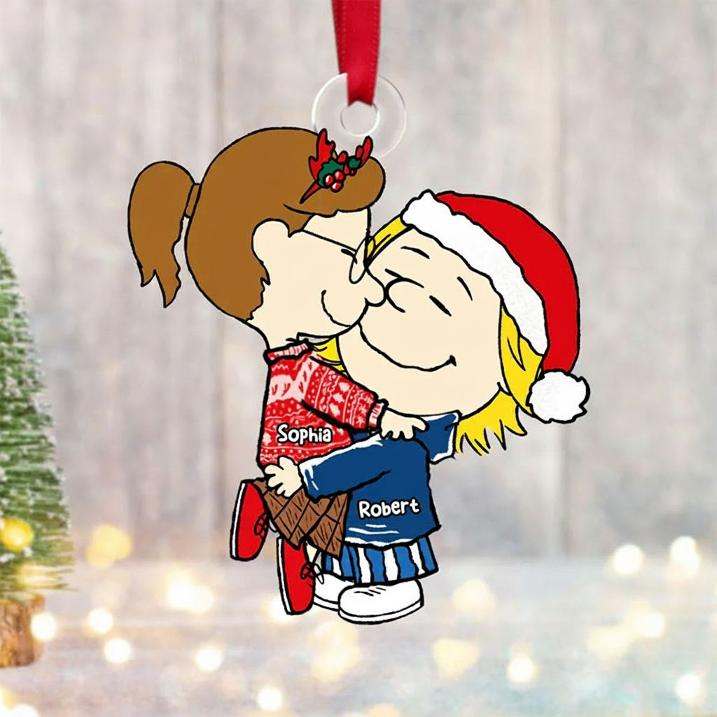 Personalized Snuggle Season Acrylic Ornament for Couple Cartoon Christmas Gift Film Xmas Gift Christmas Decor